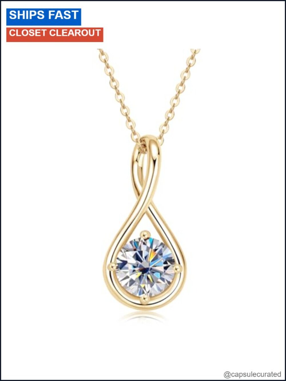 925 Sterling Silver Moissanite Infinity Pendant Necklace 2ct VVS1 D Color